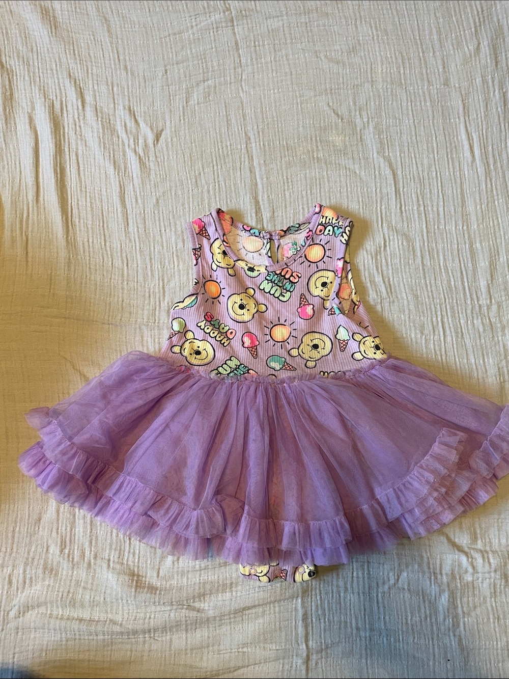 Disney Purple Tulle Tutu Dress with Bear & Sunshine Print